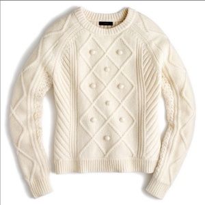 🎉 J.Crew White Cream Pom Pom wool sweater